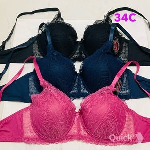 34C - NWT 3 pc Lace Contour Bras